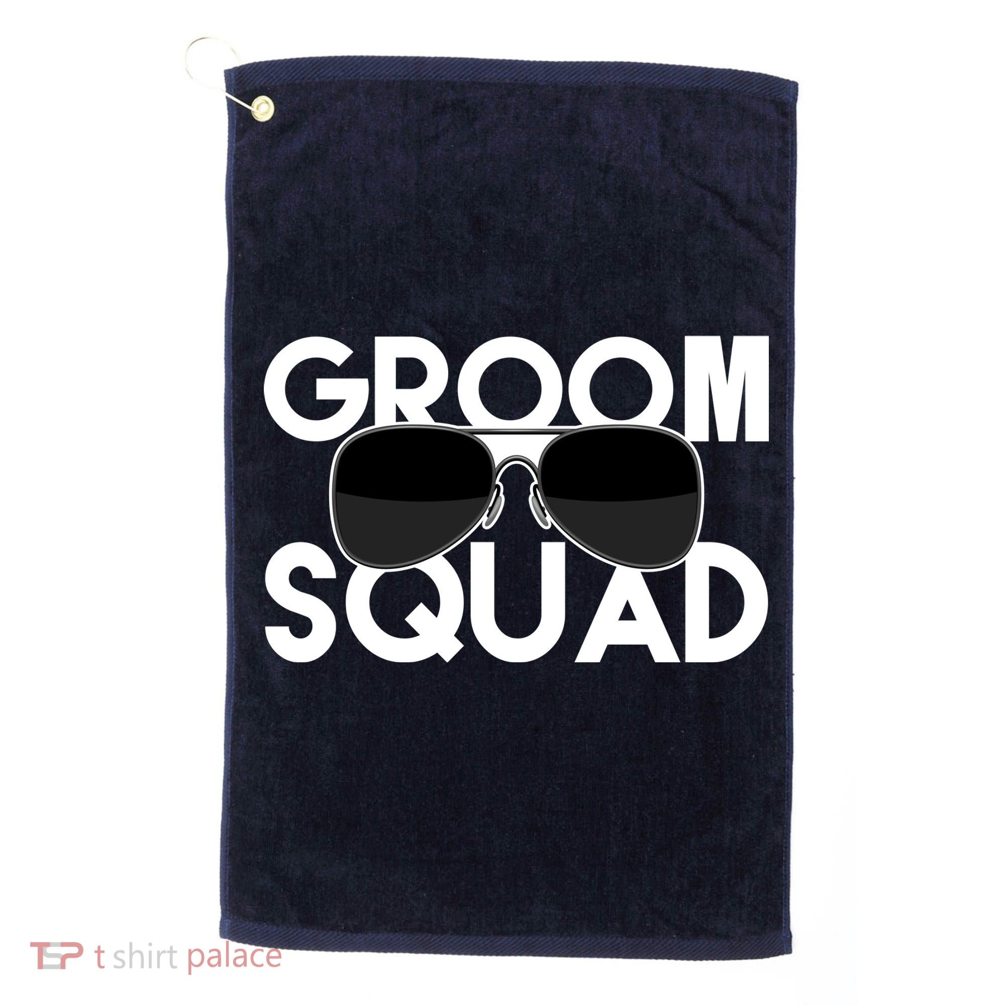 Groom Squad Sunglasses Bachelor Party Funny Golf Towel