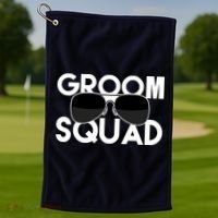Groom Squad Sunglasses Bachelor Party Funny Golf Towel thumb 1