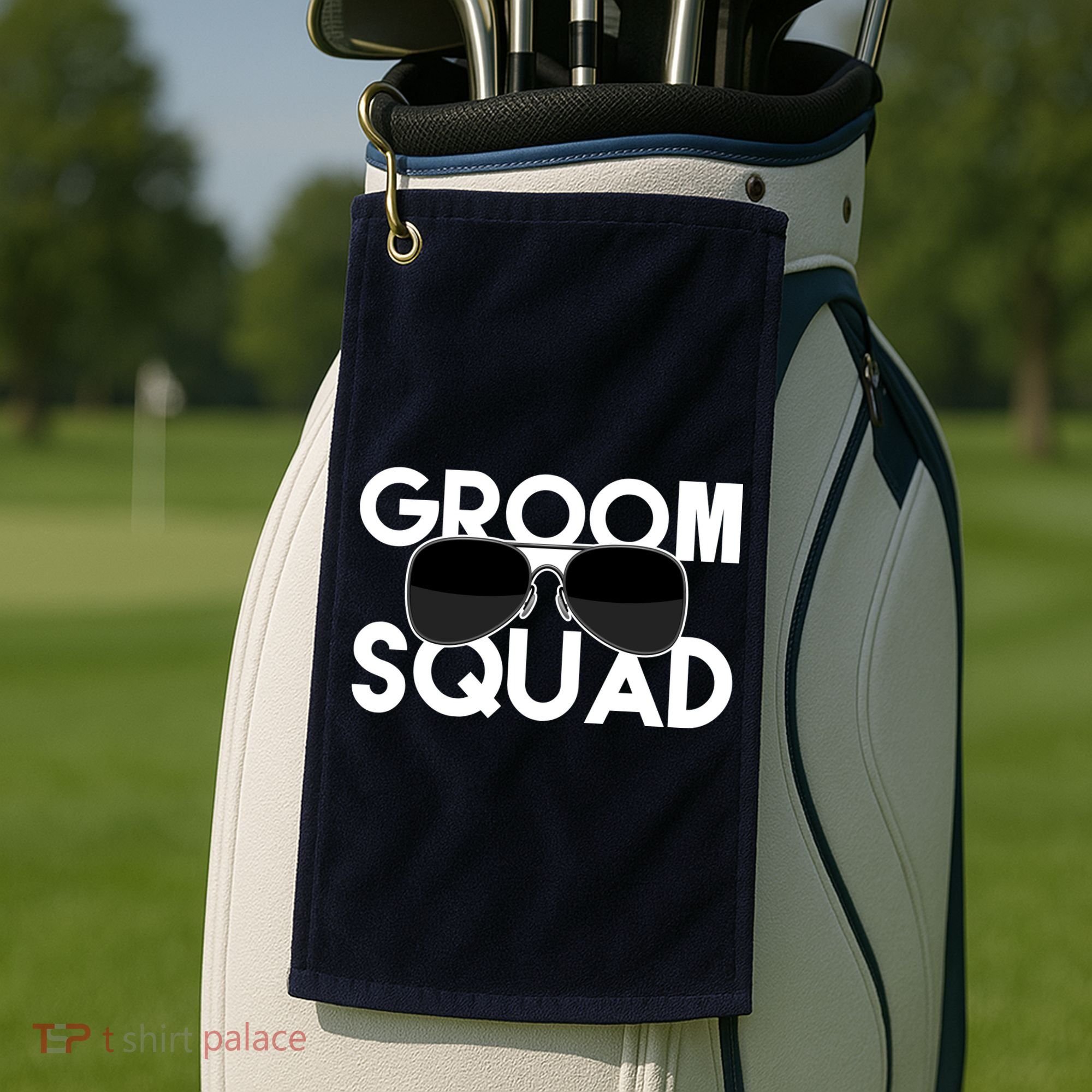 Groom Squad Sunglasses Bachelor Party Funny Golf Towel