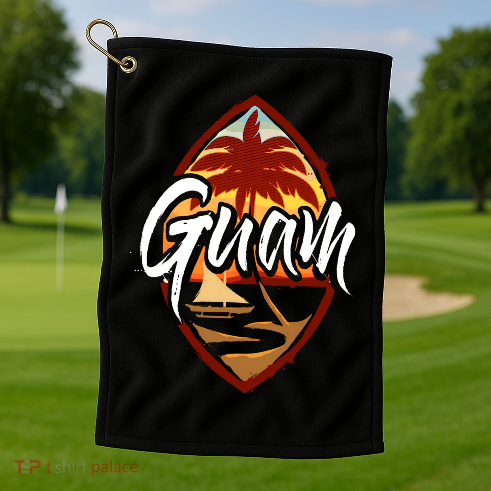 Guam Seal Sunset 671 Guaian Chamorro Gift Golf Towel