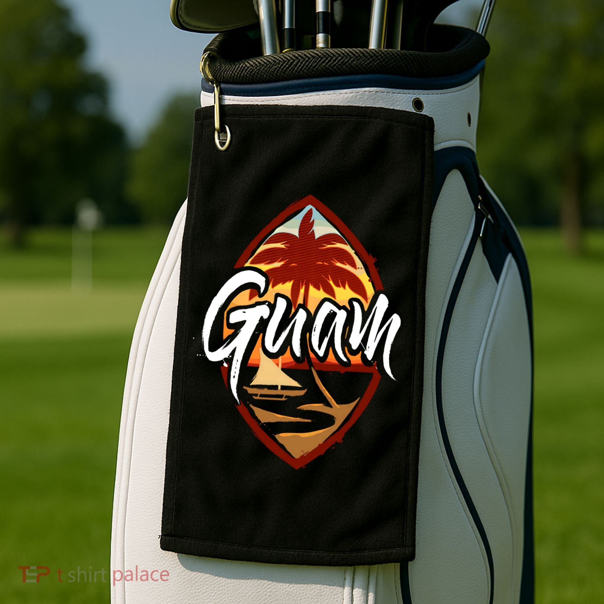 Guam Seal Sunset 671 Guaian Chamorro Gift Golf Towel