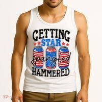 Getting Star Spangled Hammered Funny 4th Of July Patriotic Tank Top thumb 3