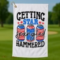Getting Star Spangled Hammered Funny 4th Of July Patriotic Golf Towel thumb 1