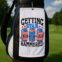 Getting Star Spangled Hammered Funny 4th Of July Patriotic Golf Towel thumb 2