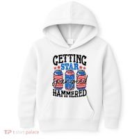 Getting Star Spangled Hammered Funny 4th Of July Patriotic Kids Hoodie thumb 0