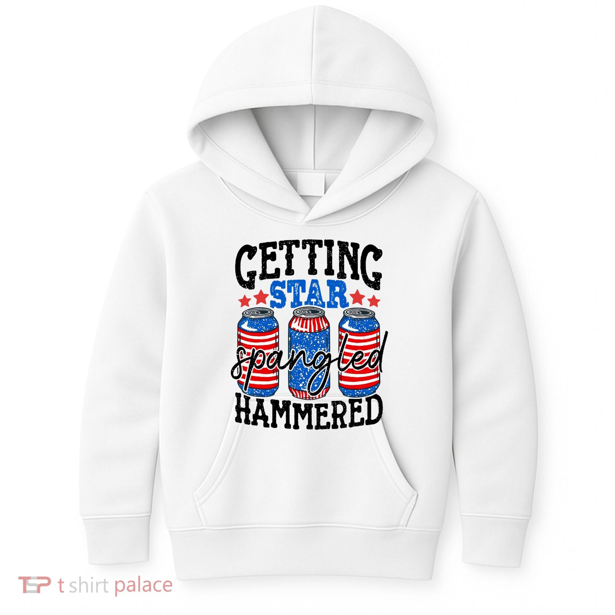 Getting Star Spangled Hammered Funny 4th Of July Patriotic Kids Hoodie