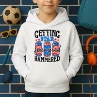 Getting Star Spangled Hammered Funny 4th Of July Patriotic Kids Hoodie thumb 2