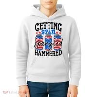 Getting Star Spangled Hammered Funny 4th Of July Patriotic Kids Hoodie thumb 4