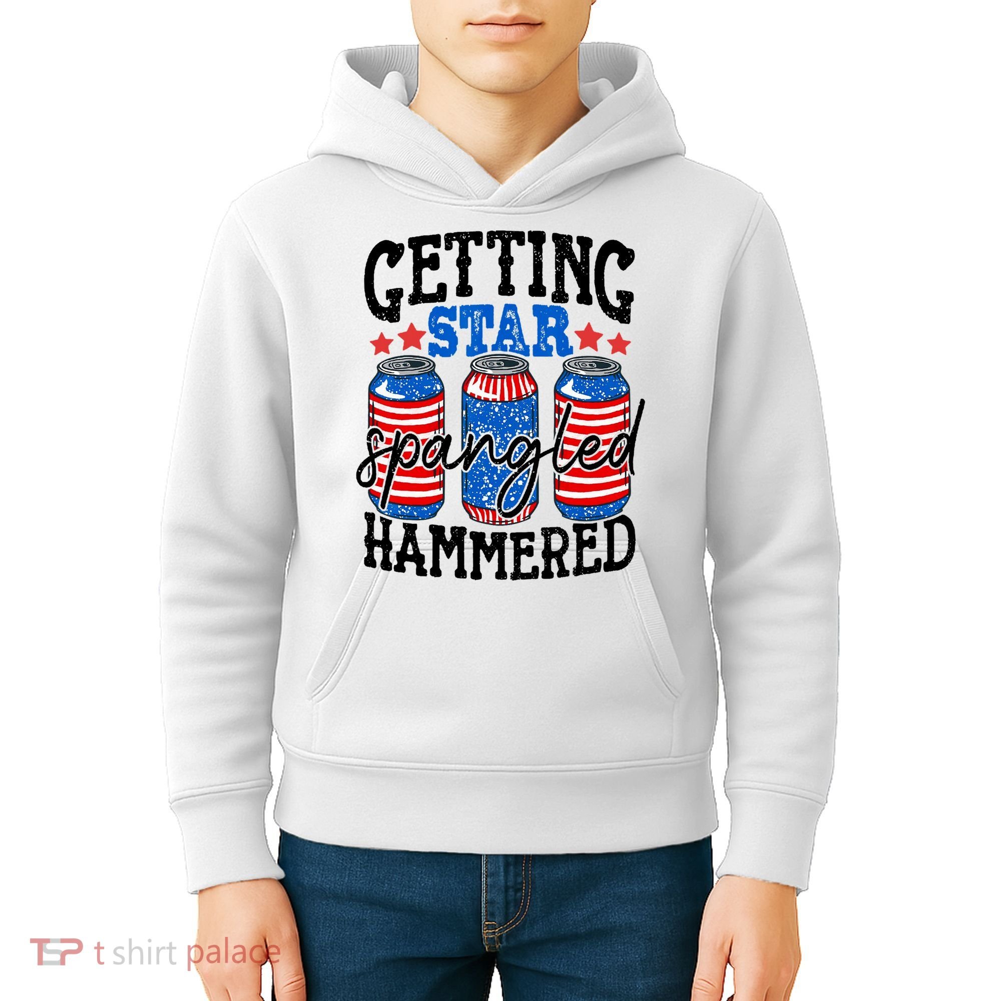 Getting Star Spangled Hammered Funny 4th Of July Patriotic Kids Hoodie