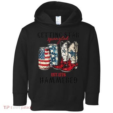 Getting Star Spangled Hammered Funny America 4th Of July Toddler Hoodie