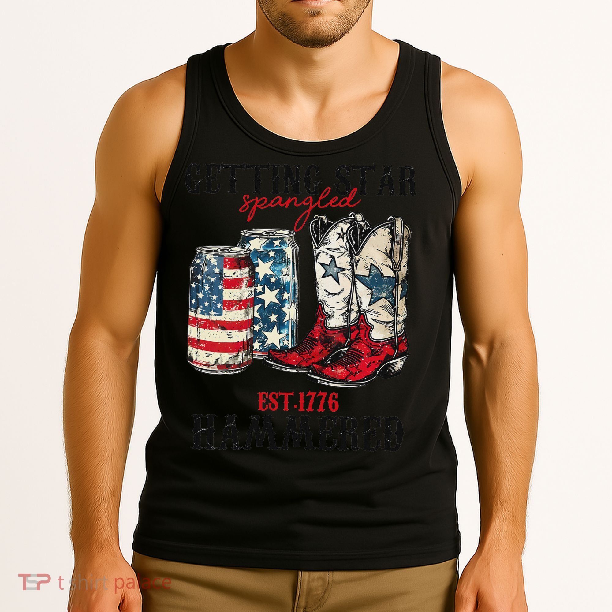 Getting Star Spangled Hammered Funny America 4th Of July Tank Top