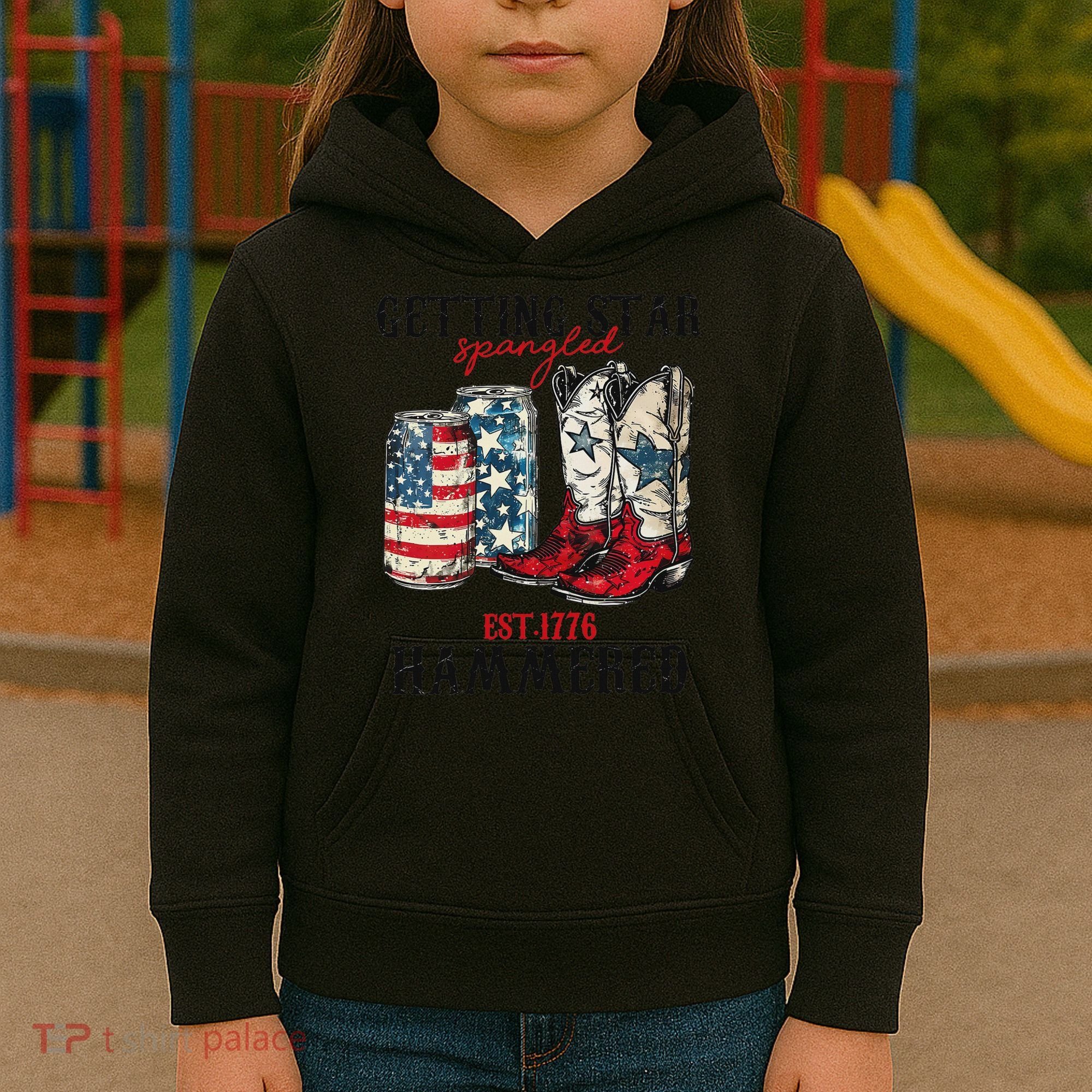 Getting Star Spangled Hammered Funny America 4th Of July Kids Hoodie