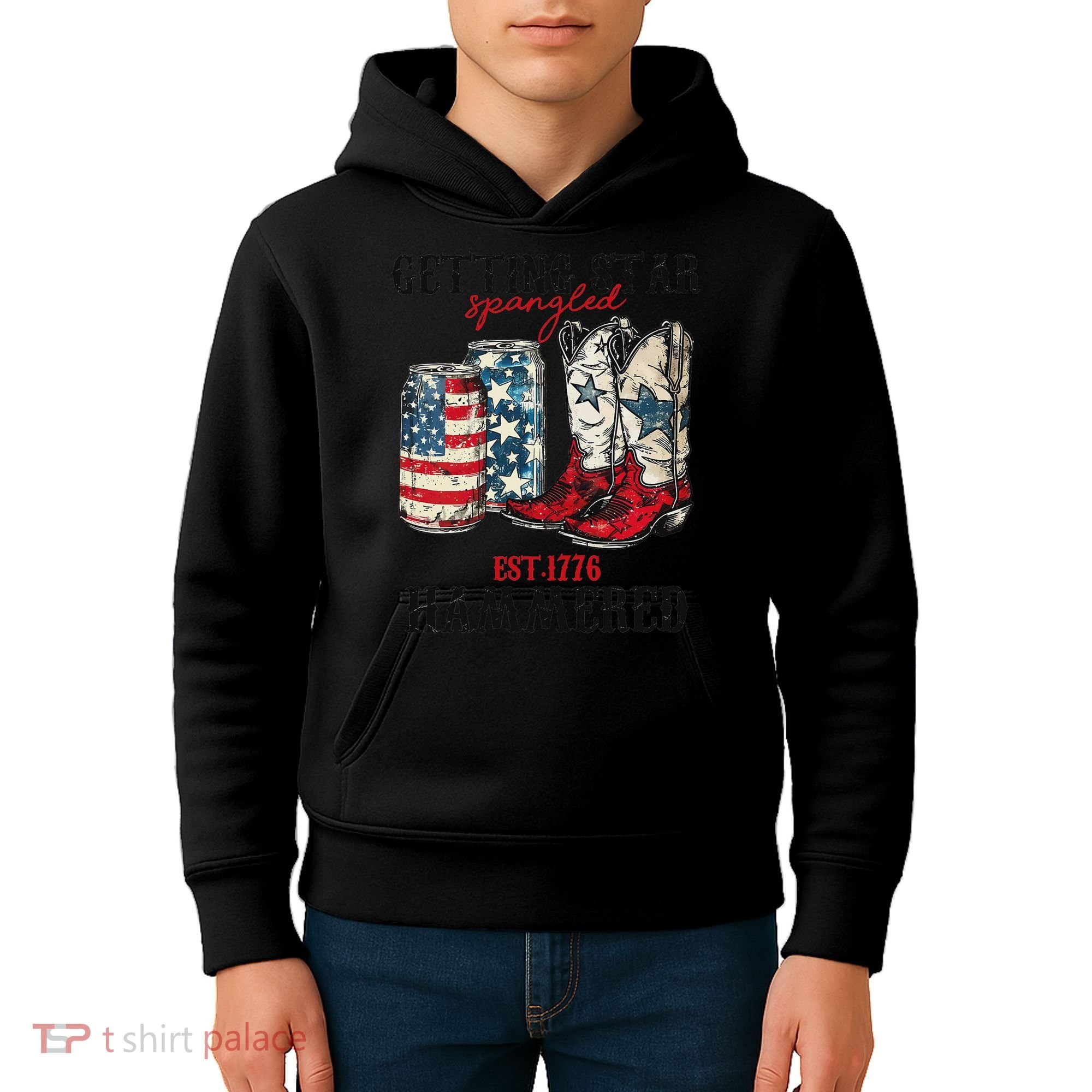 Getting Star Spangled Hammered Funny America 4th Of July Kids Hoodie