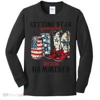 Getting Star Spangled Hammered Funny America 4th Of July Kids Long Sleeve Shirt thumb 0