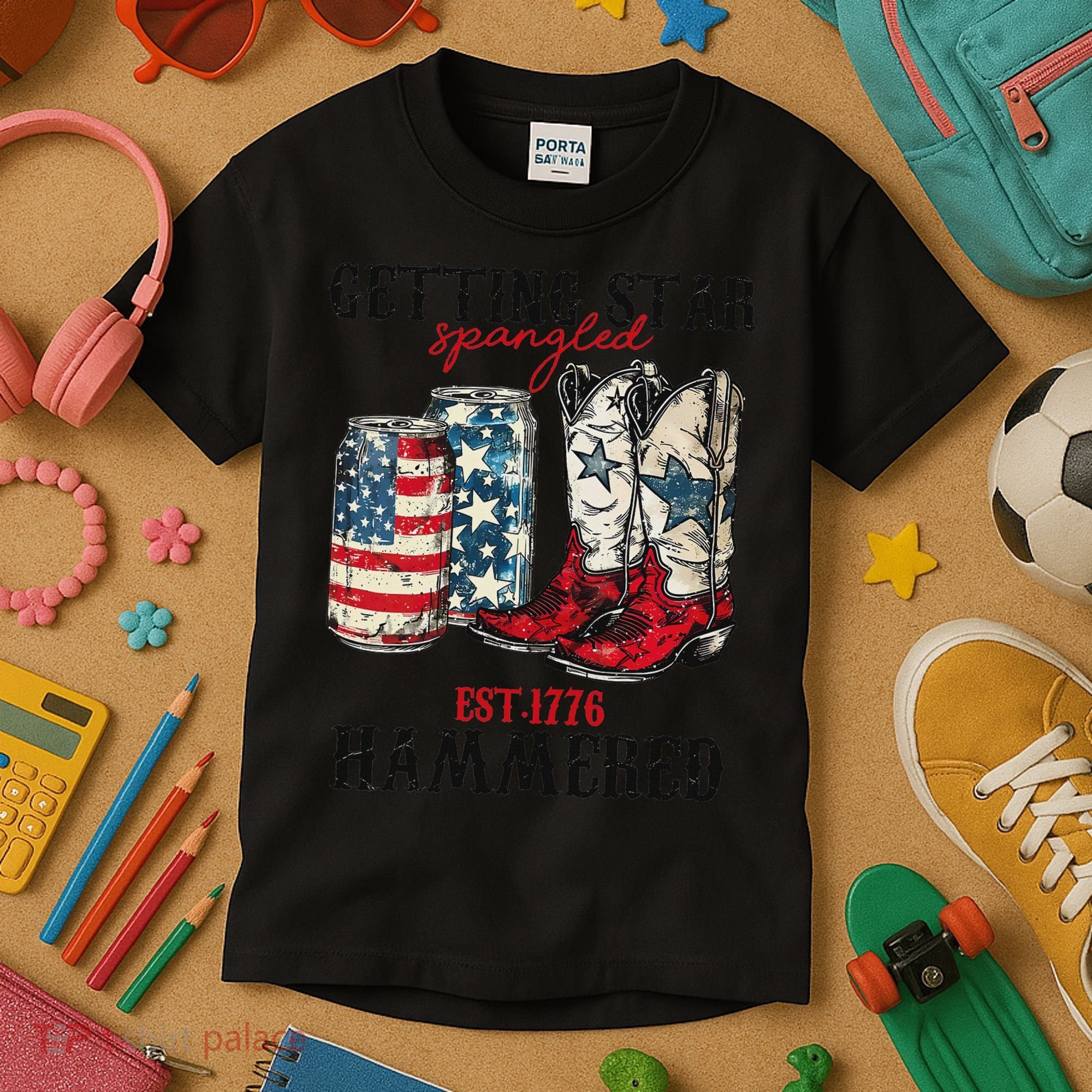 Getting Star Spangled Hammered Funny America 4th Of July Kids T-Shirt