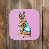 German Shepherd Tattoos I Love Dad Sitting Gift Father's Day Cool Gift Coaster thumb 0