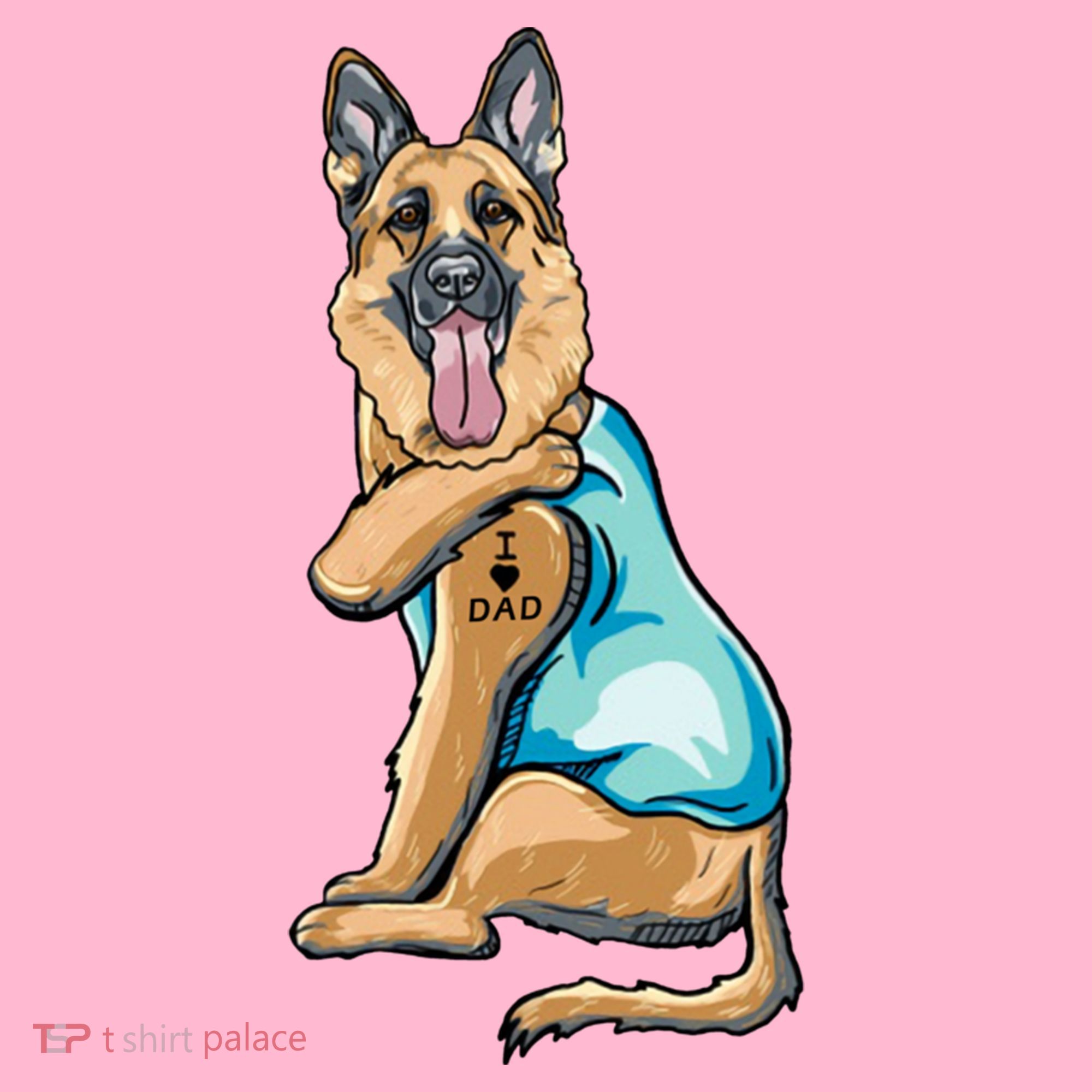 German Shepherd Tattoos I Love Dad Sitting Gift Father's Day Cool Gift Coaster