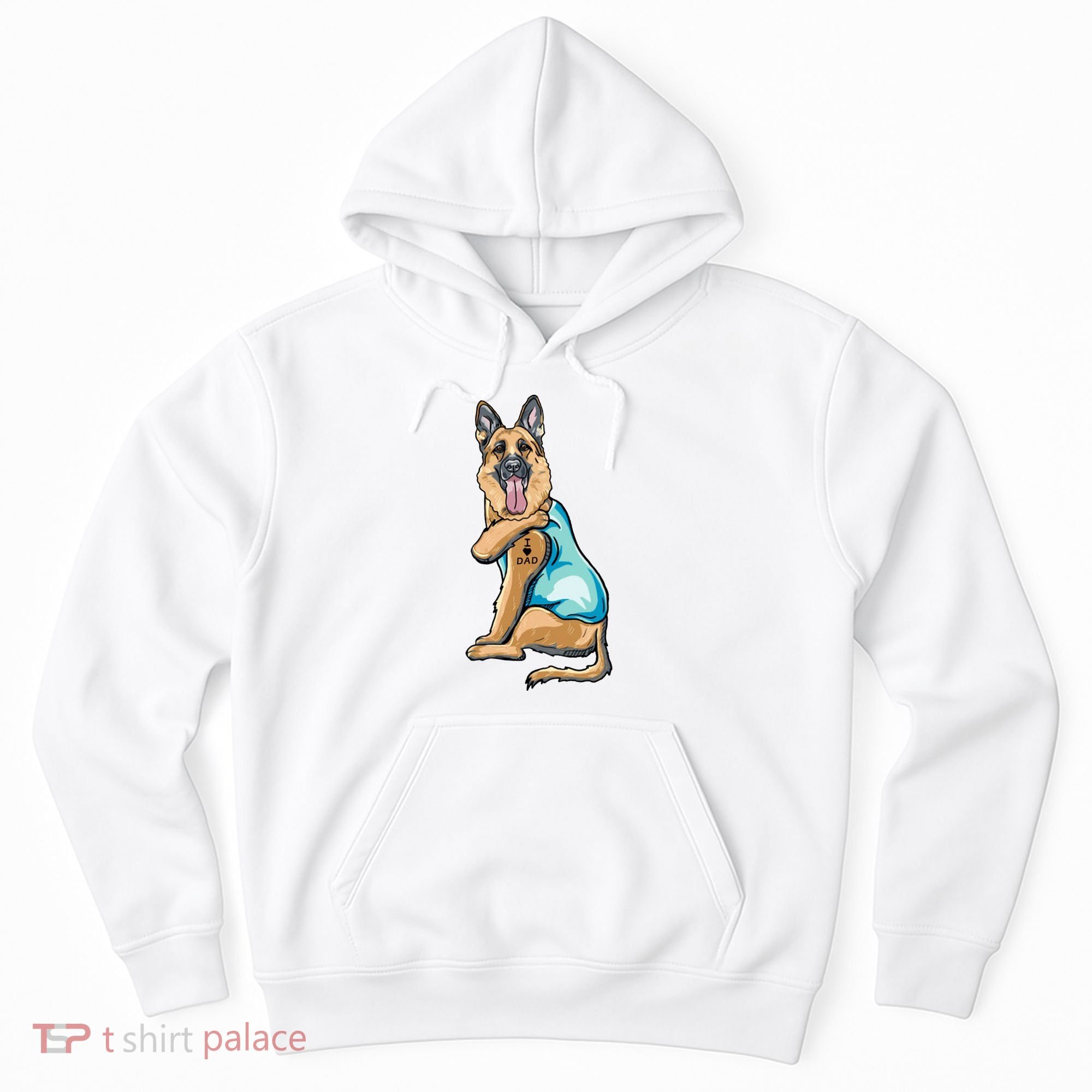 German Shepherd Tattoos I Love Dad Sitting Gift Father's Day Cool Gift Hoodie