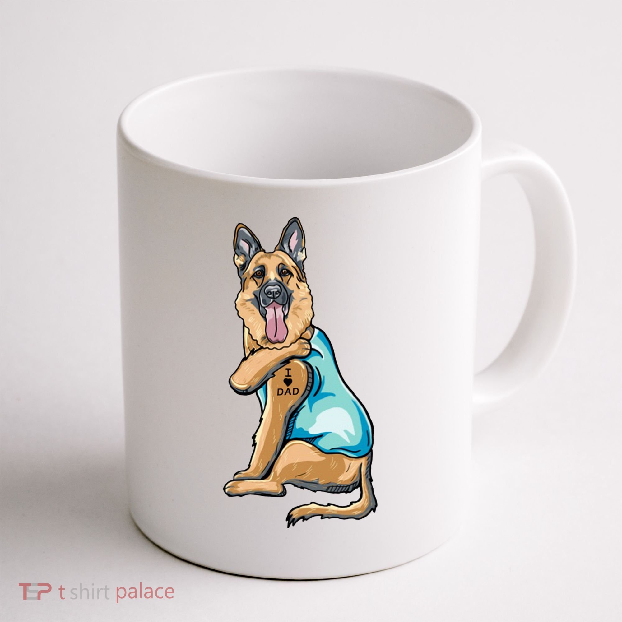 German Shepherd Tattoos I Love Dad Sitting Gift Father's Day Cool Gift Coffee Mug
