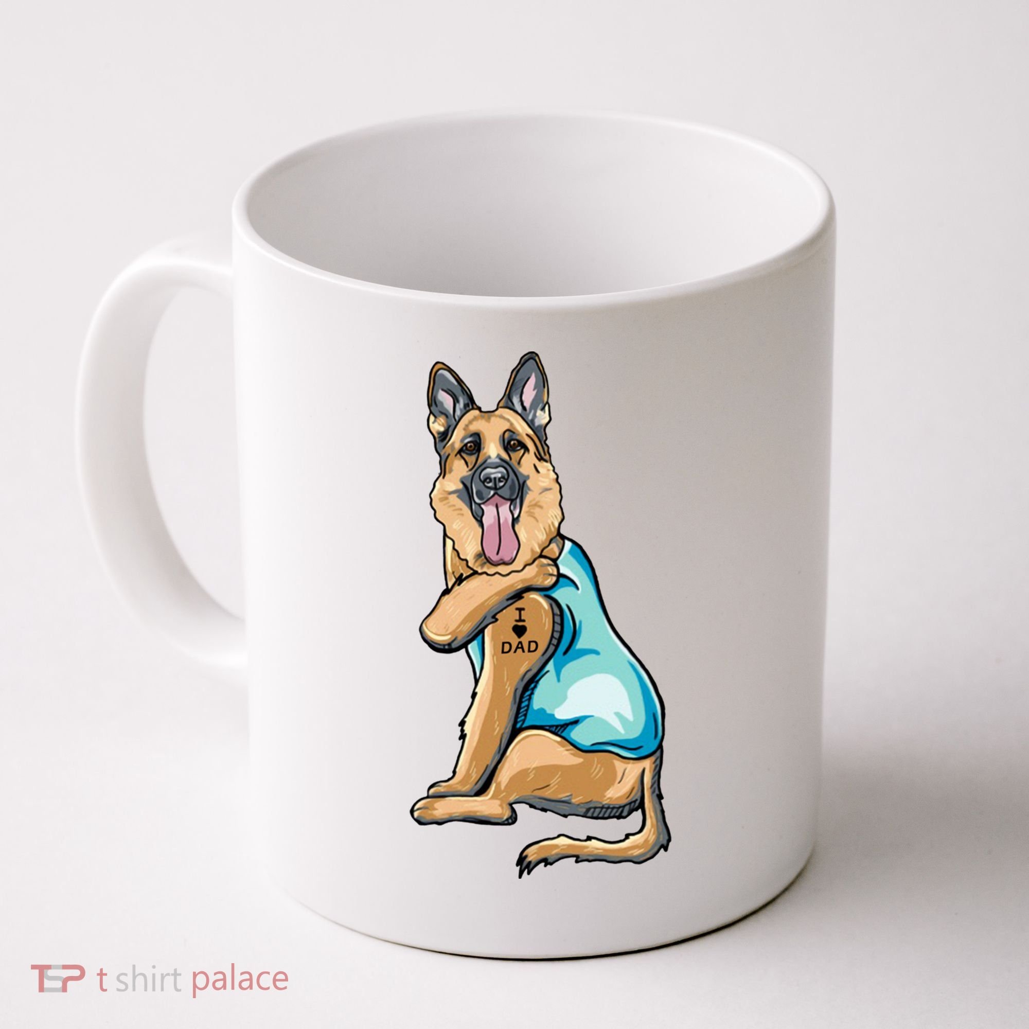 German Shepherd Tattoos I Love Dad Sitting Gift Father's Day Cool Gift Coffee Mug