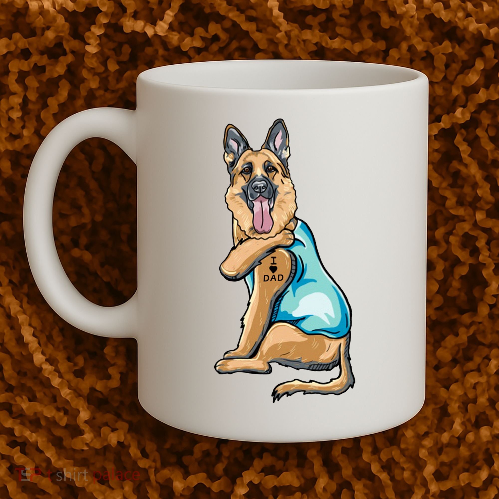German Shepherd Tattoos I Love Dad Sitting Gift Father's Day Cool Gift Coffee Mug