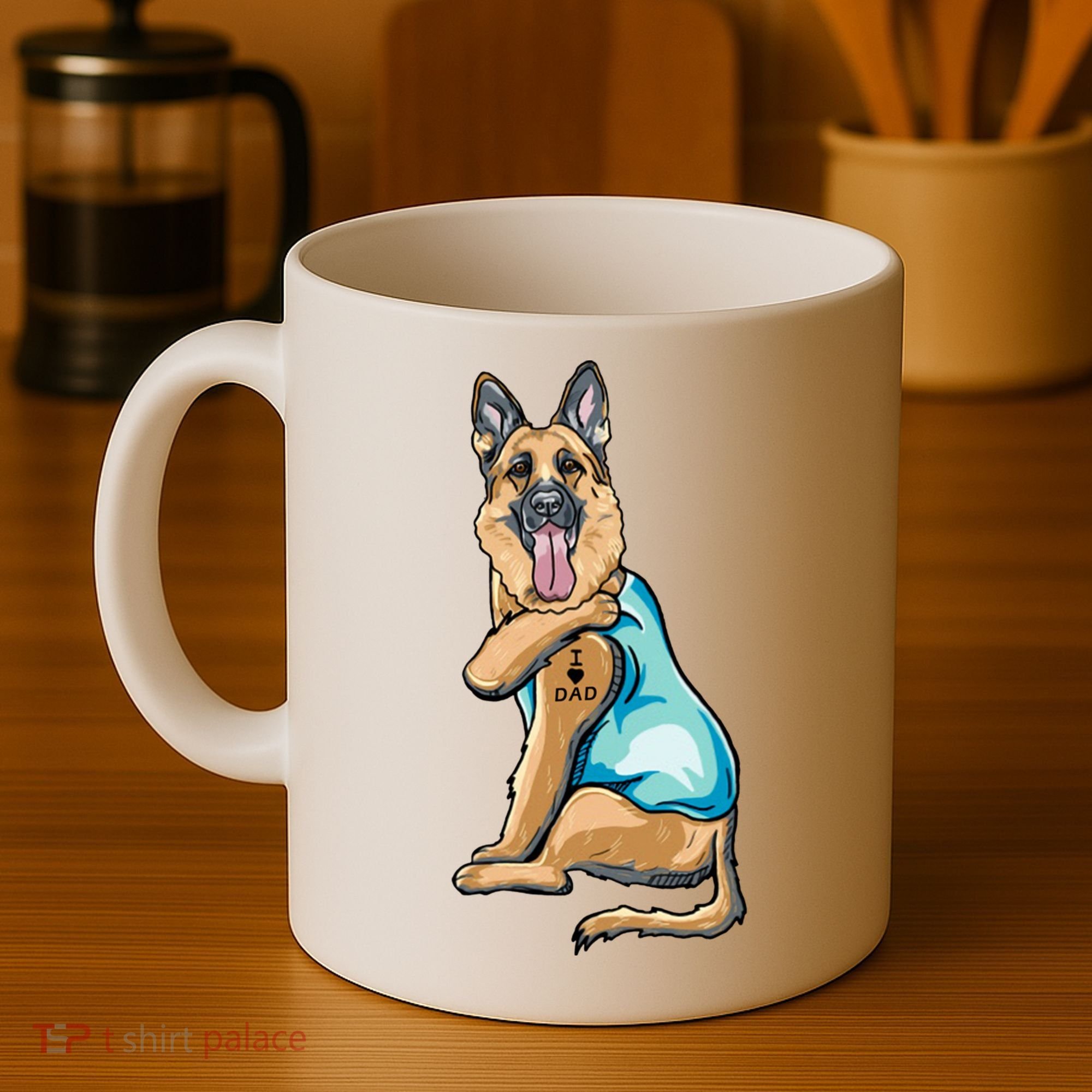 German Shepherd Tattoos I Love Dad Sitting Gift Father's Day Cool Gift Coffee Mug