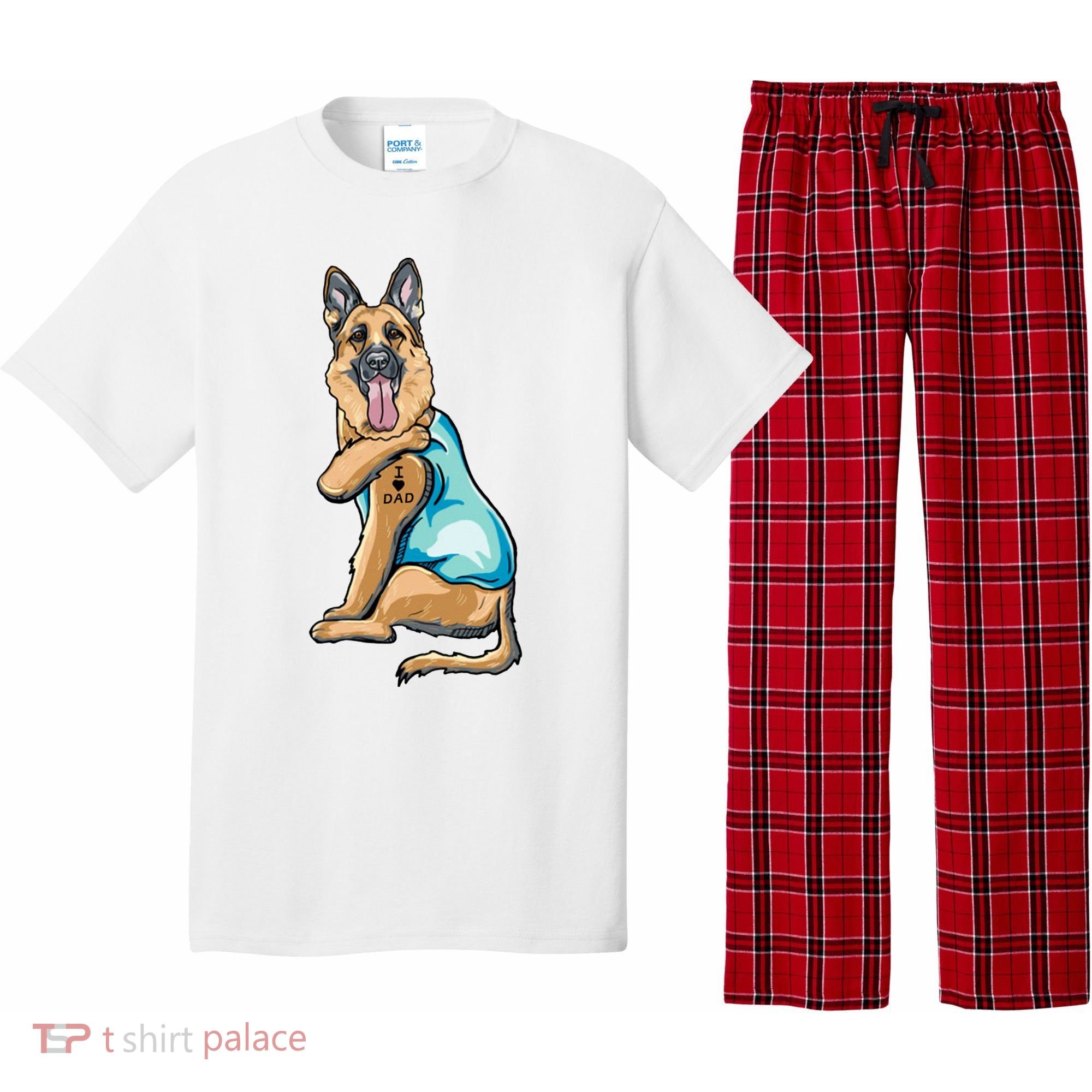 German Shepherd Tattoos I Love Dad Sitting Gift Father's Day Cool Gift Pajama Set