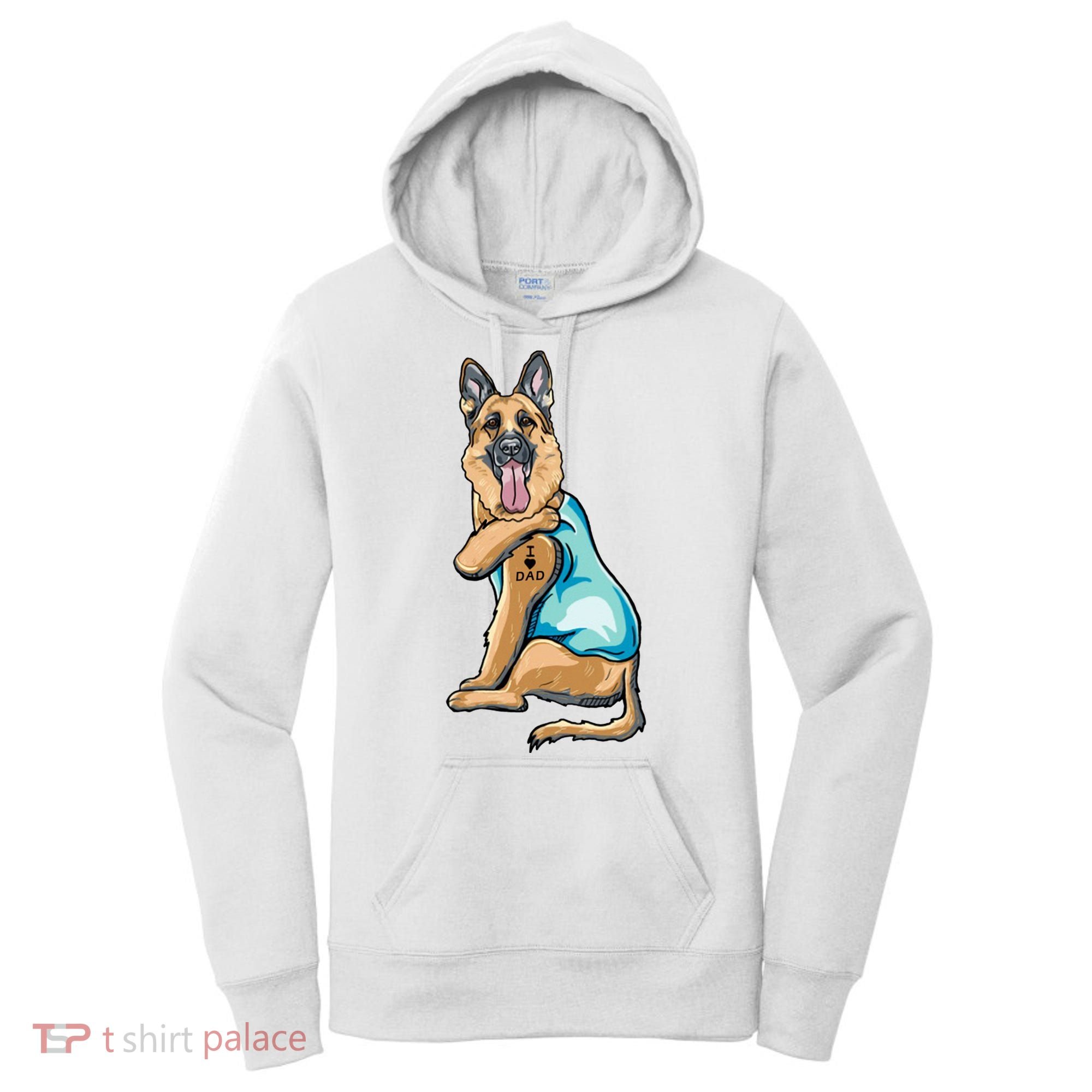 German Shepherd Tattoos I Love Dad Sitting Gift Father's Day Cool Gift Women's Hoodie