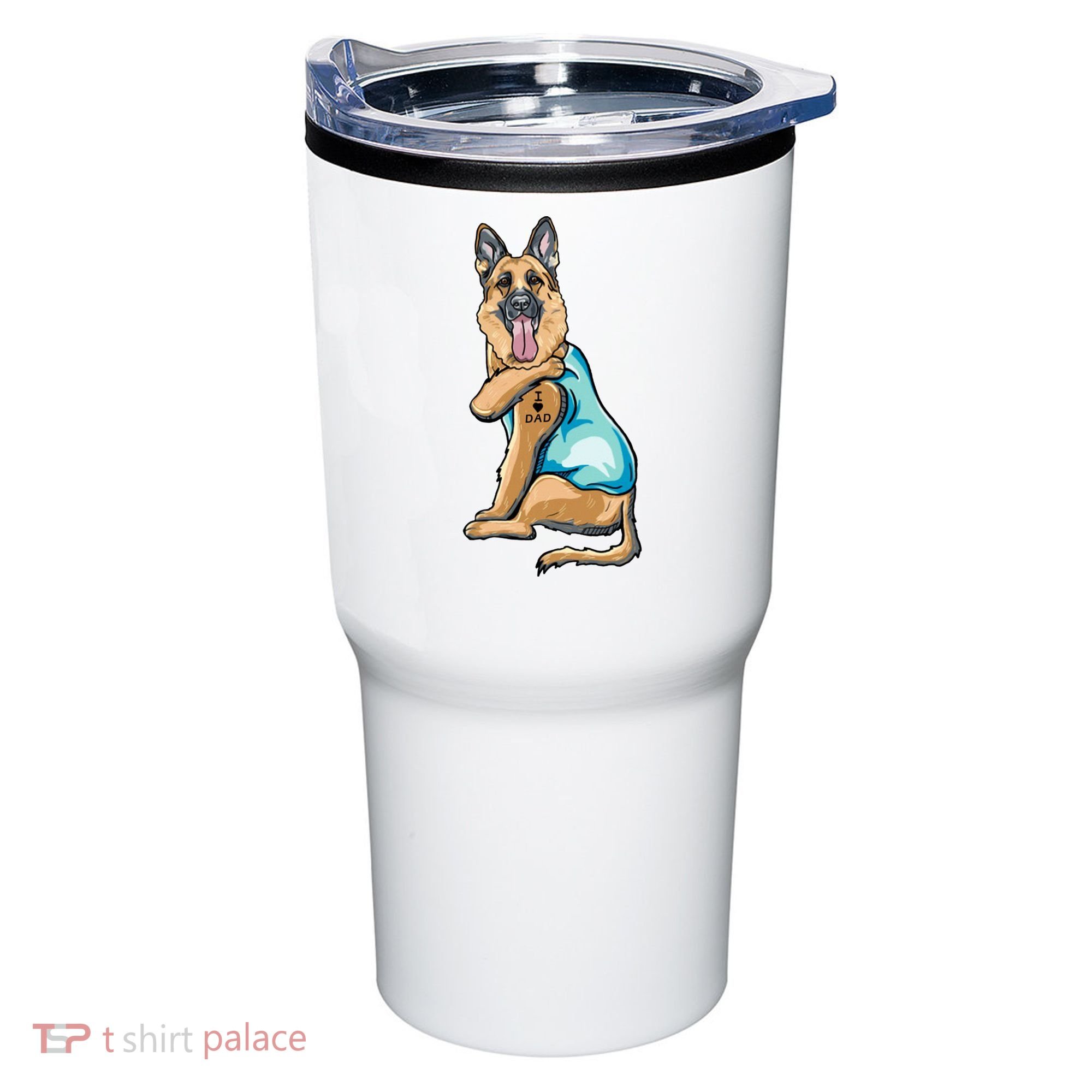 German Shepherd Tattoos I Love Dad Sitting Gift Father's Day Cool Gift Tumbler
