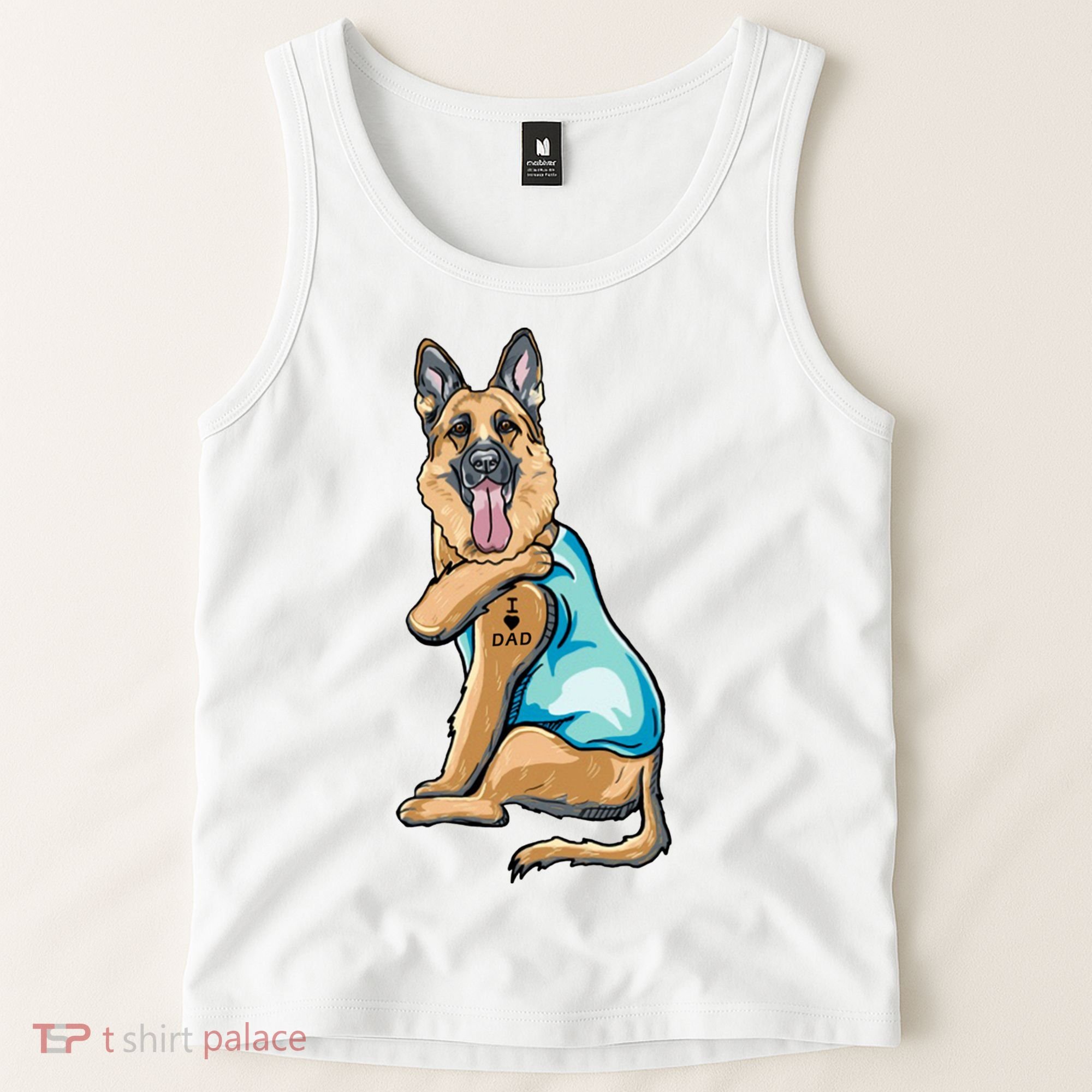 German Shepherd Tattoos I Love Dad Sitting Gift Father's Day Cool Gift Tank Top