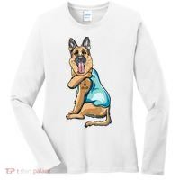 German Shepherd Tattoos I Love Dad Sitting Gift Father's Day Cool Gift Women's Long Sleeve Shirt thumb 0