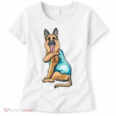 German Shepherd Tattoos I Love Dad Sitting Gift Father's Day Cool Gift Women's T-Shirt