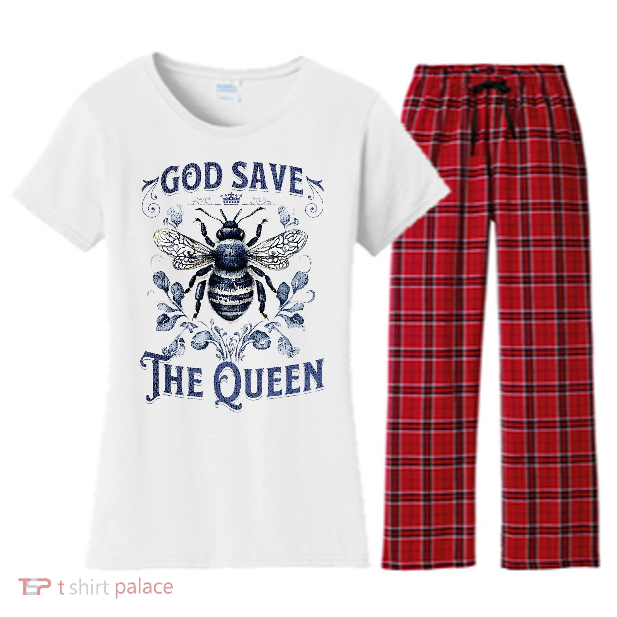 God Save the Queen Bee From Extinction Women's Flannel Pajama Set