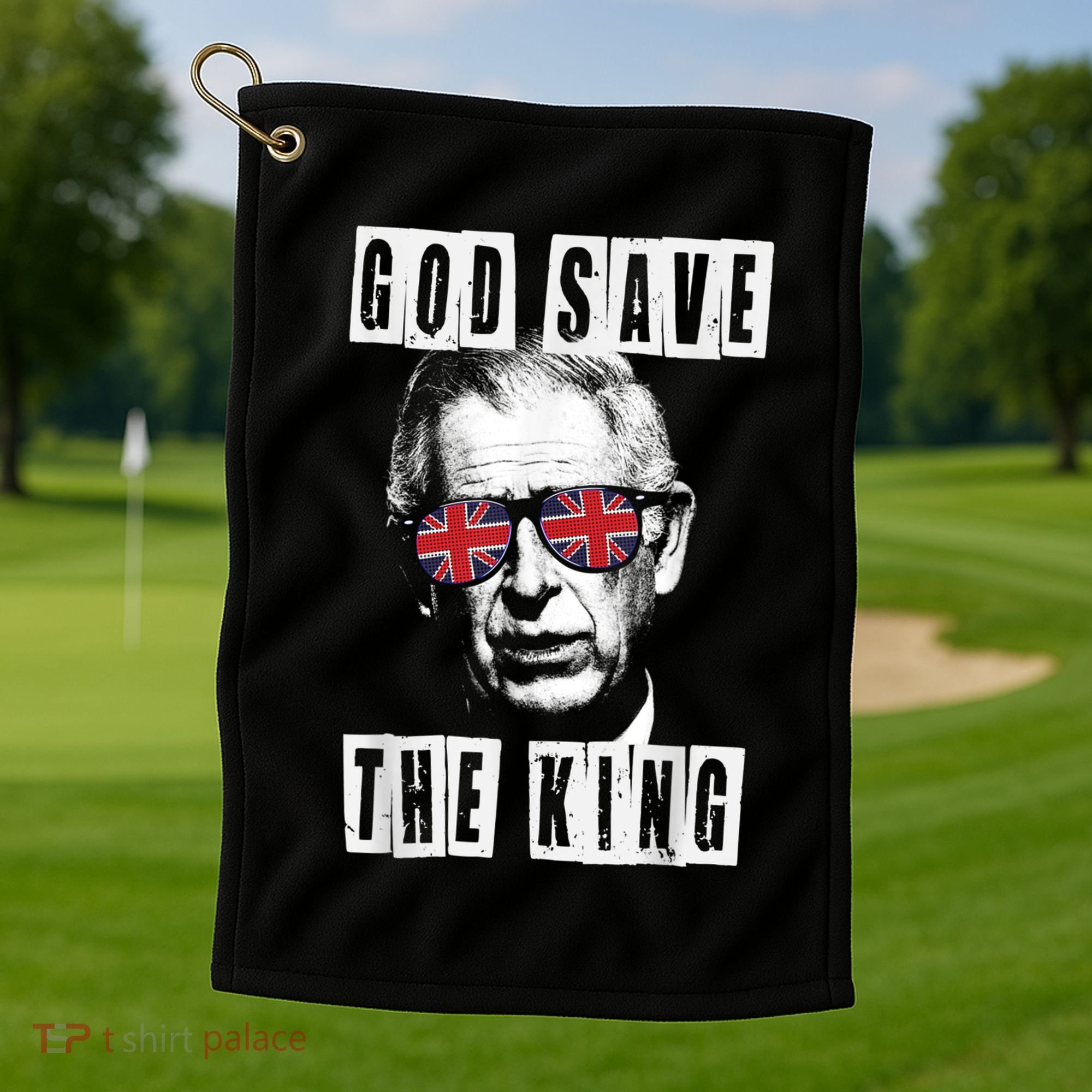 God Save The King. King's Coronation Union Jack Charles Golf Towel