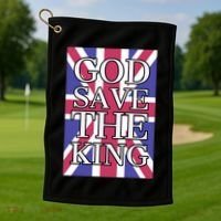 God Save The King British Royal Family Uk Union Jack Flag Gift Golf Towel thumb 1