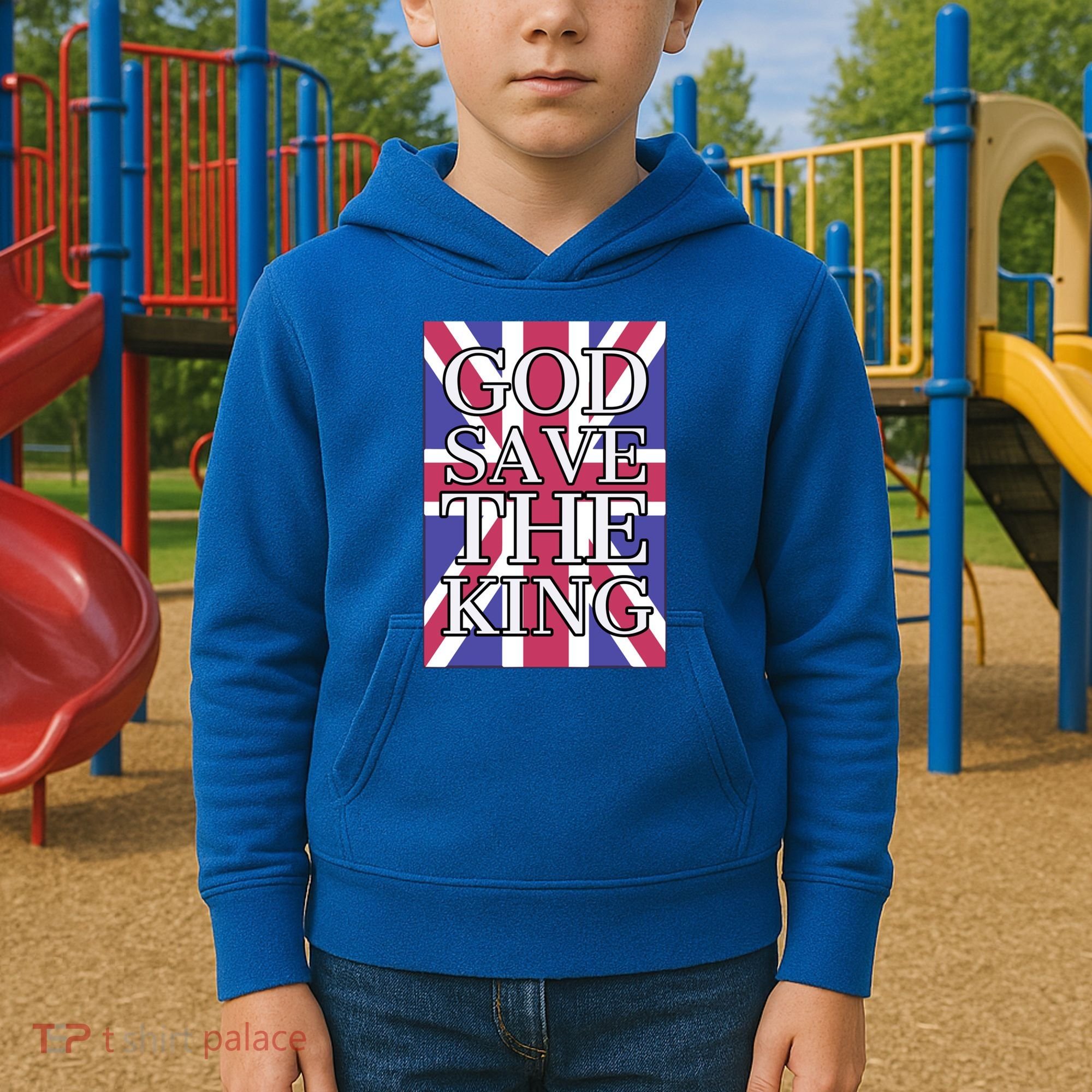 God Save The King British Royal Family Uk Union Jack Flag Gift Kids Hoodie