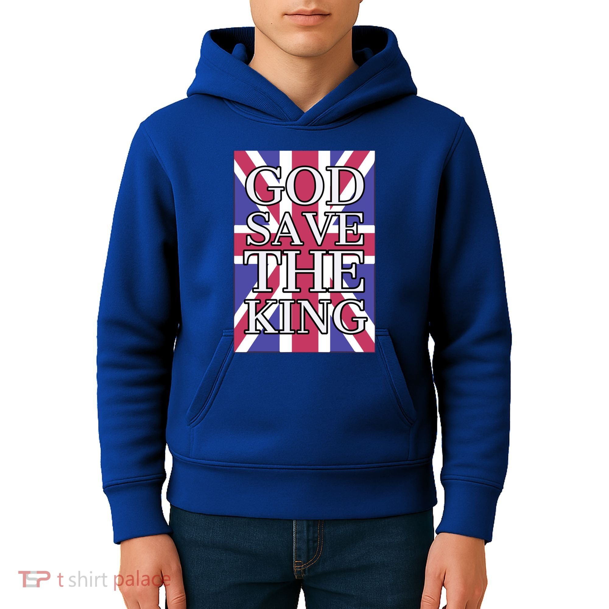 God Save The King British Royal Family Uk Union Jack Flag Gift Kids Hoodie