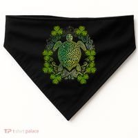 Green Sea Turtle Mandala Irish Shamrock Clover St Patricks USA-Made Doggie Bandana thumb 0