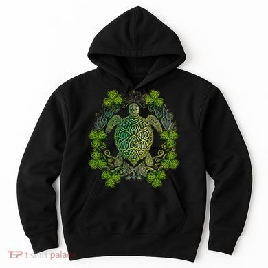 Green Sea Turtle Mandala Irish Shamrock Clover St Patricks Hoodie