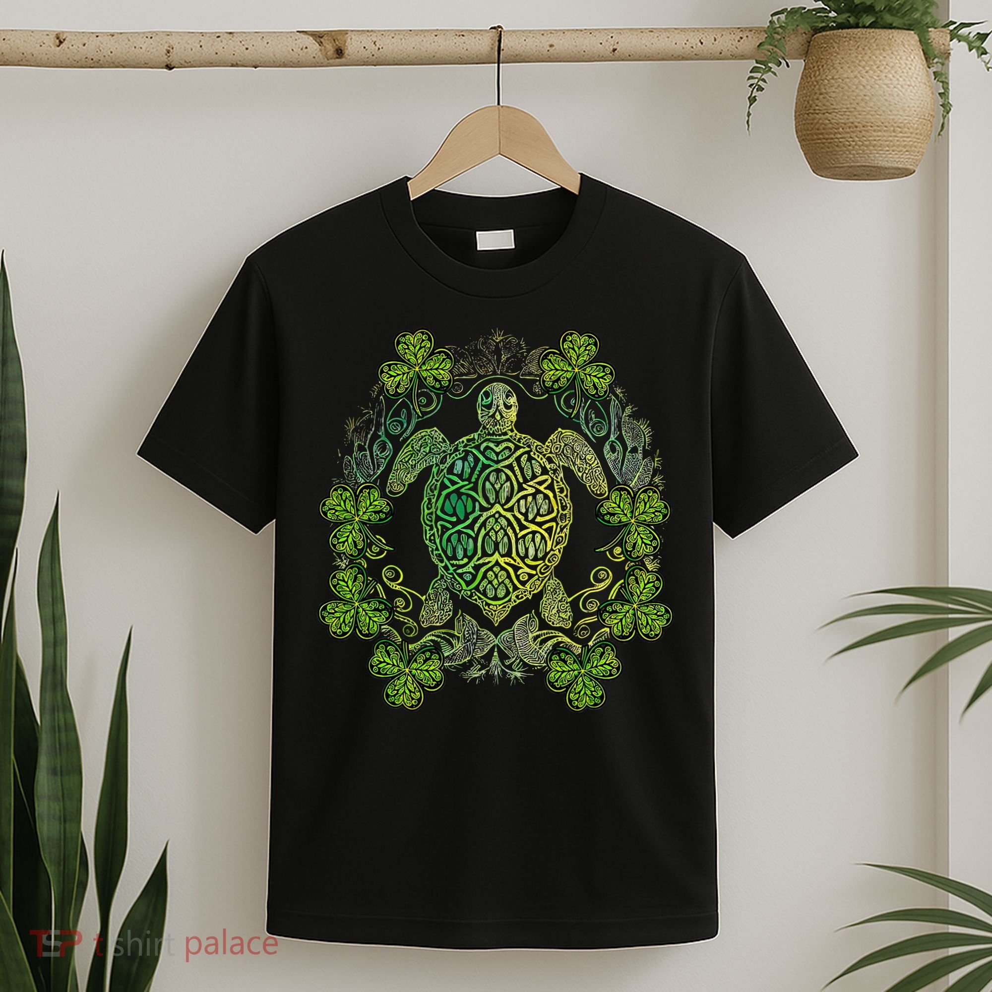 Green Sea Turtle Mandala Irish Shamrock Clover St Patricks T-Shirt