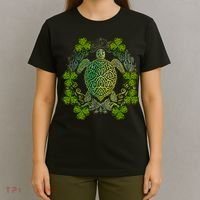Green Sea Turtle Mandala Irish Shamrock Clover St Patricks T-Shirt thumb 4