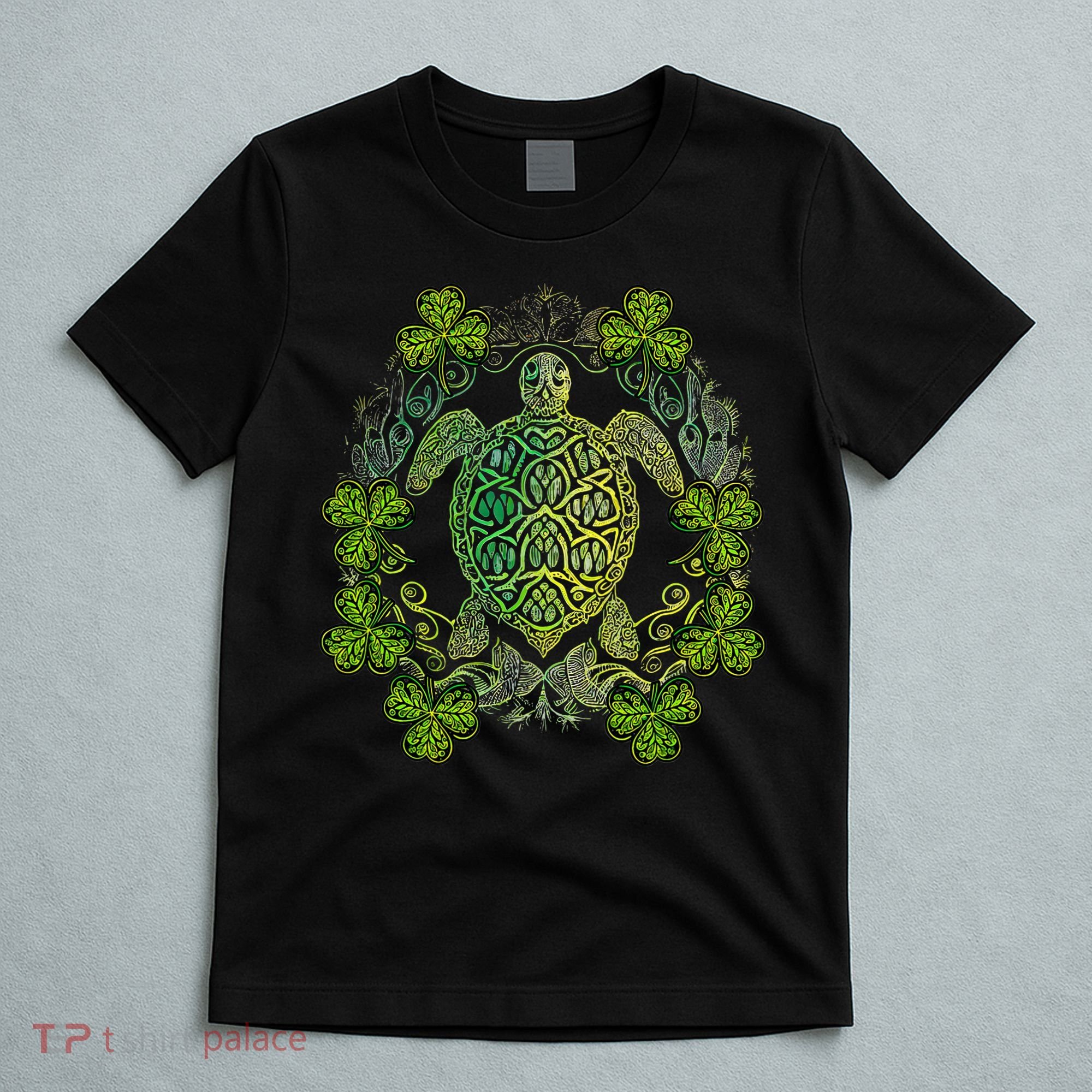 Green Sea Turtle Mandala Irish Shamrock Clover St Patricks T-Shirt