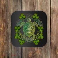 Green Sea Turtle Mandala Irish Shamrock Clover St Patricks Coaster thumb 0