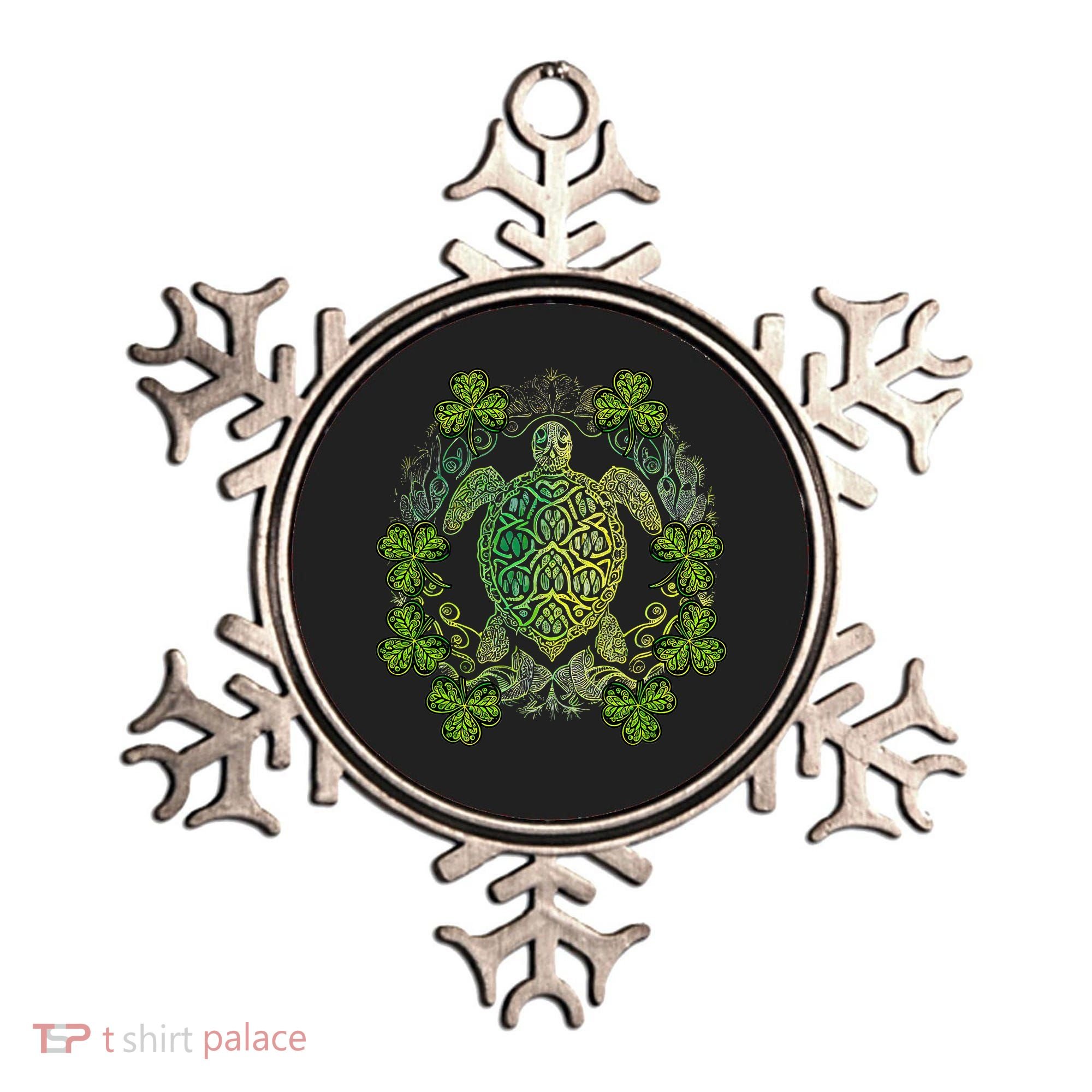 Green Sea Turtle Mandala Irish Shamrock Clover St Patricks Ornament