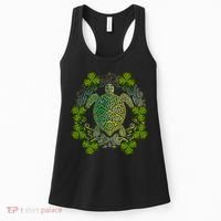 Green Sea Turtle Mandala Irish Shamrock Clover St Patricks Women's Tank Top thumb 0