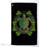 Green Sea Turtle Mandala Irish Shamrock Clover St Patricks Golf Towel thumb 0