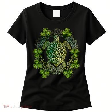 Green Sea Turtle Mandala Irish Shamrock Clover St Patricks Women's T-Shirt