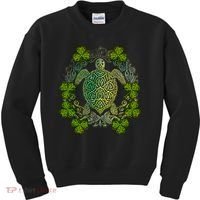 Green Sea Turtle Mandala Irish Shamrock Clover St Patricks Kids Sweatshirt thumb 0