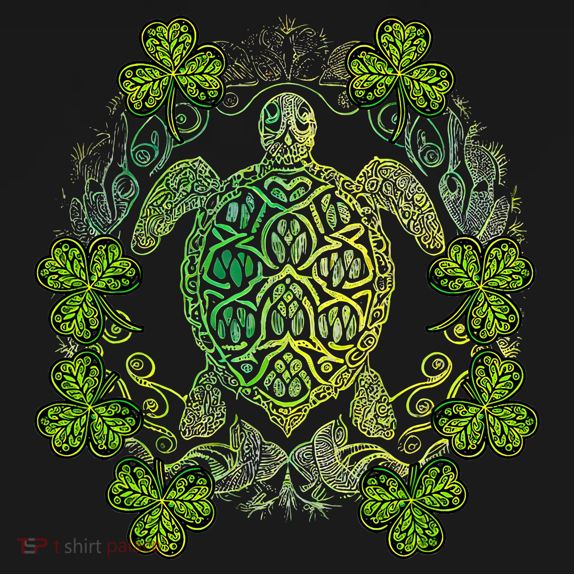 Green Sea Turtle Mandala Irish Shamrock Clover St Patricks Kids Sweatshirt