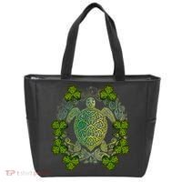Green Sea Turtle Mandala Irish Shamrock Clover St Patricks Tote Bag thumb 0